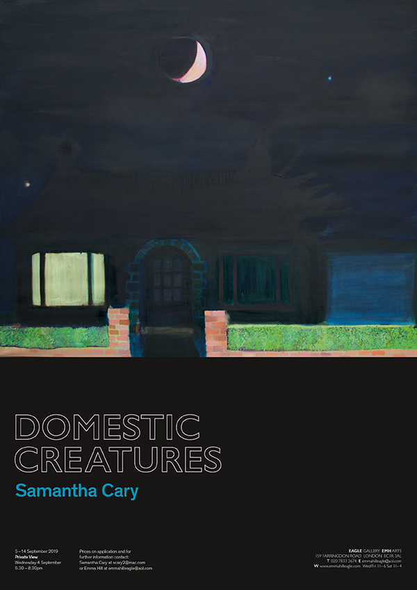 painting of a house at night by Samatha Cary.